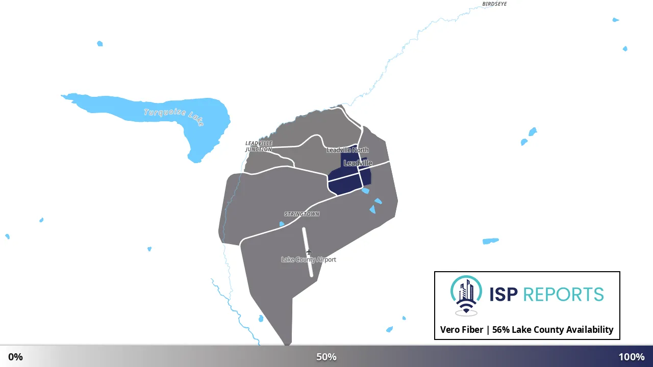 Lake County, CO map of internet availability
