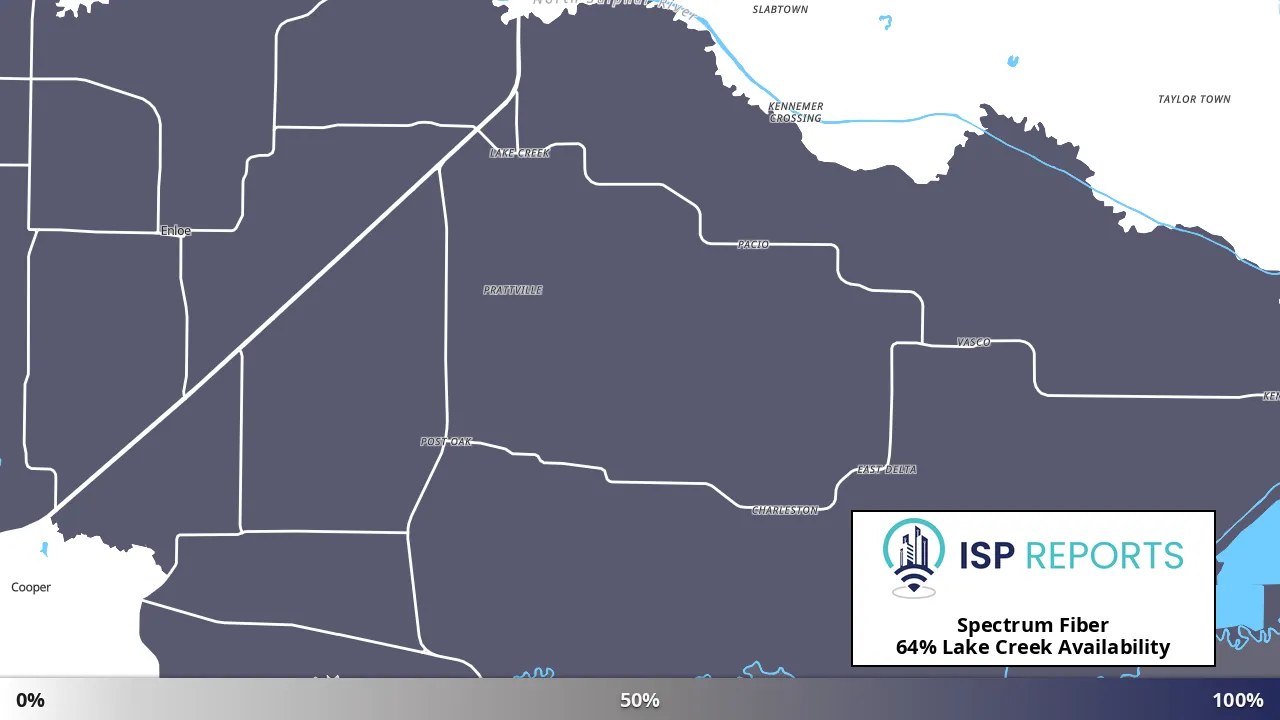 Lake Creek, TX map of internet availability