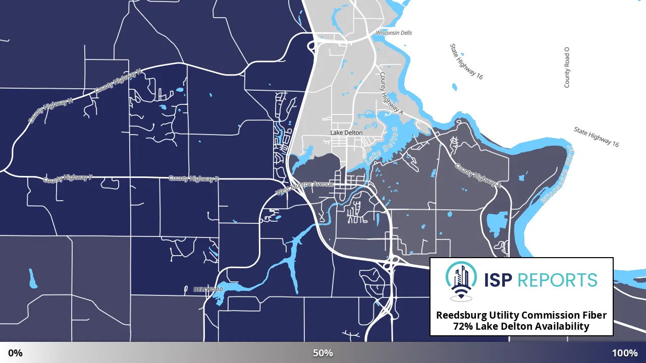 Lake Delton, WI map of internet availability