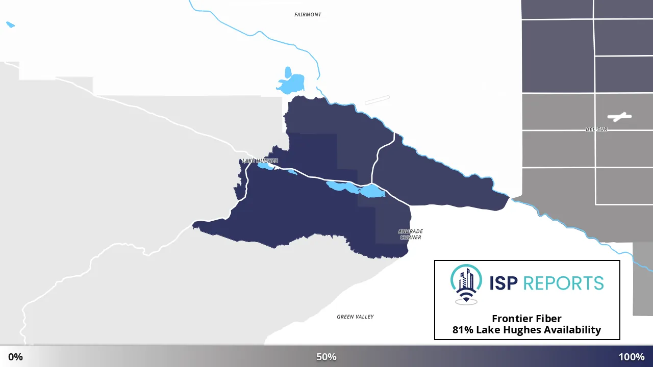 Lake Hughes, CA map of internet availability