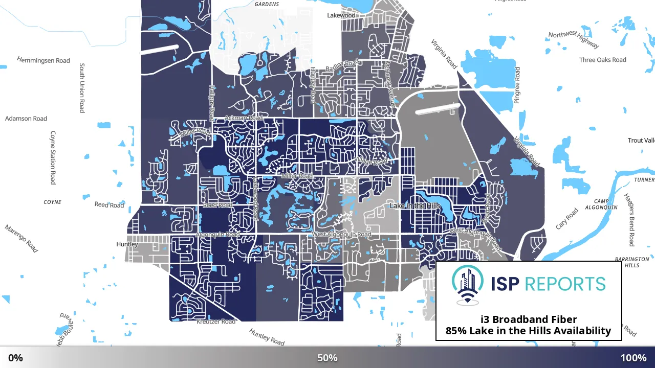 Lake in the Hills, IL map of internet availability