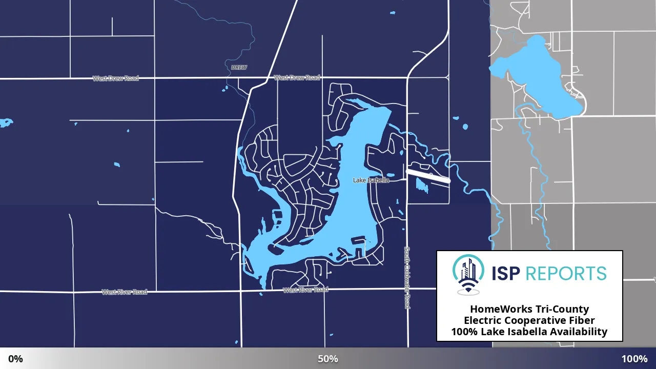Lake Isabella, MI map of internet availability