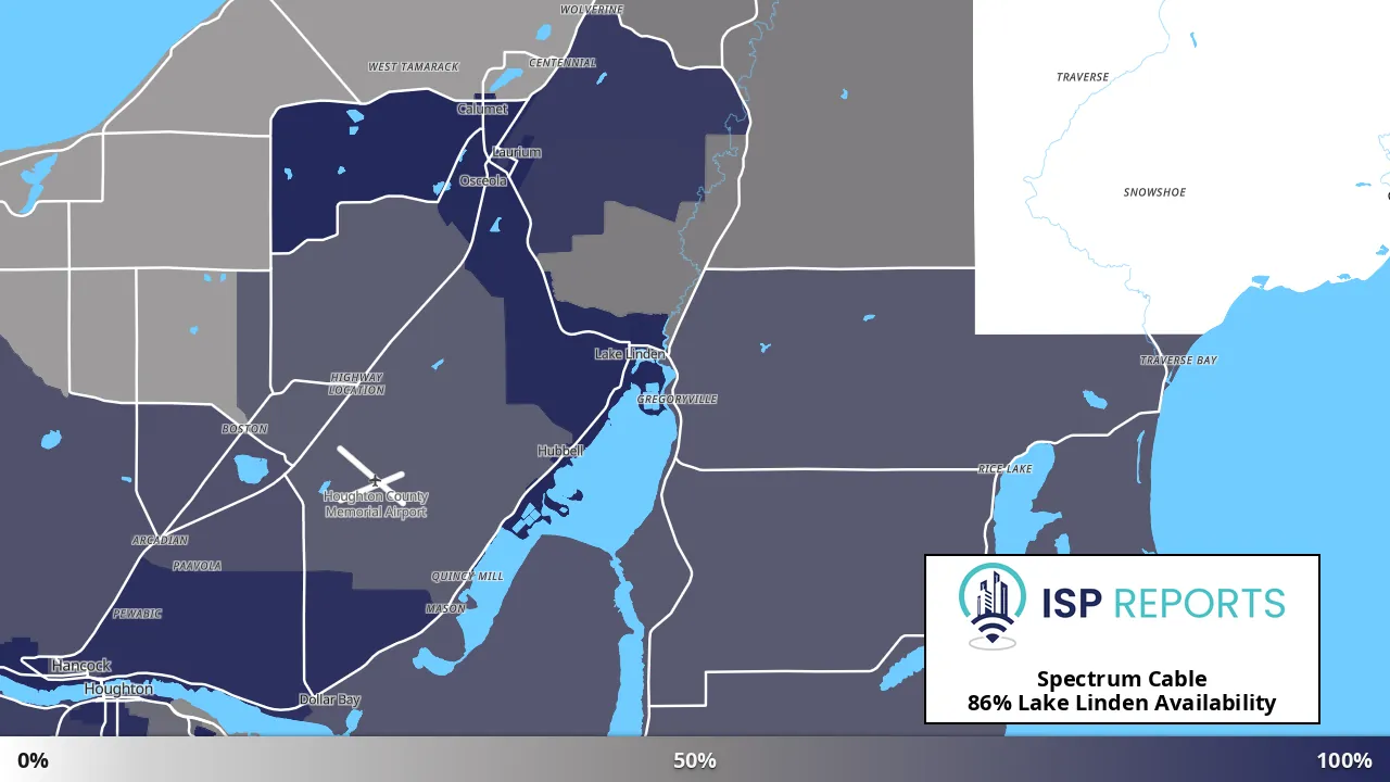 Lake Linden, MI map of internet availability