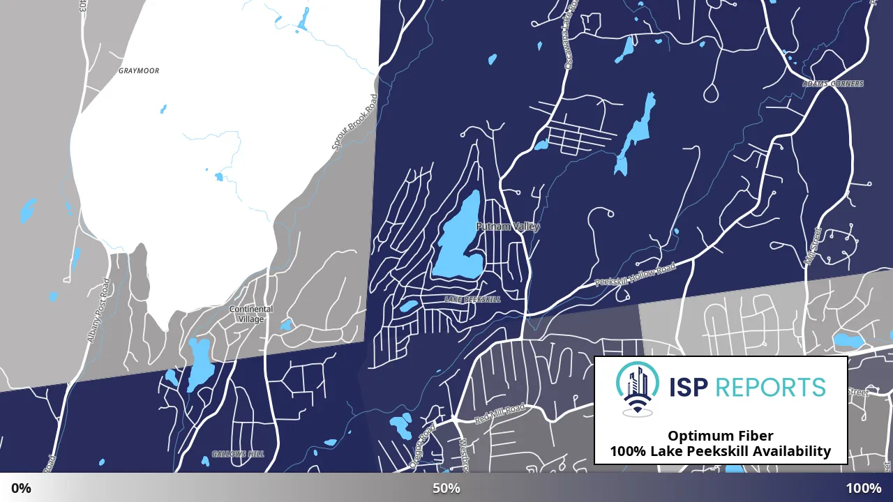 Lake Peekskill, NY map of internet availability