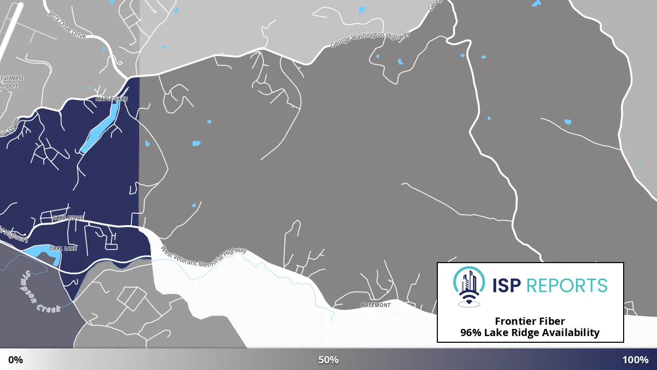 Lake Ridge, WV map of internet availability