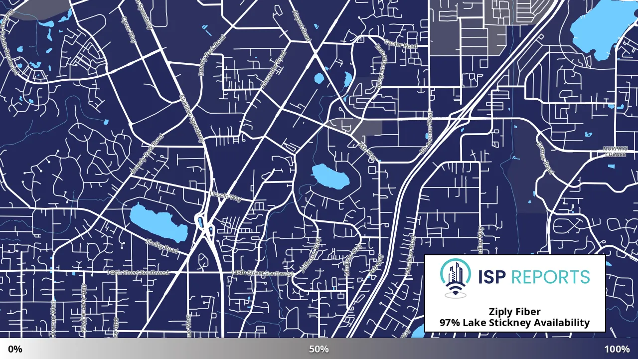 Lake Stickney, WA map of internet availability