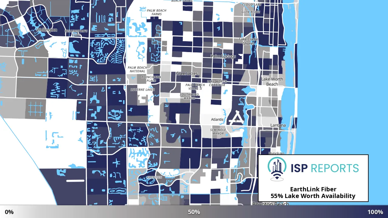 Lake Worth, FL map of internet availability