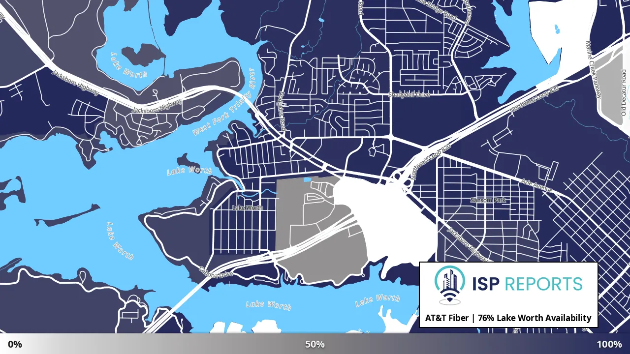 Lake Worth, TX map of internet availability
