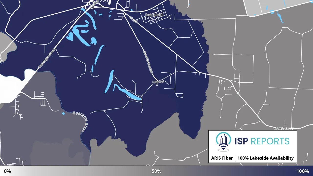 Lakeside, AR map of internet availability