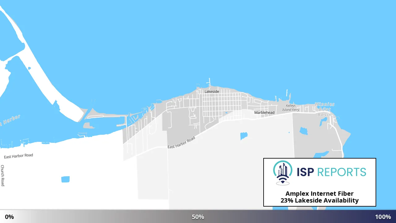 Lakeside, OH map of internet availability