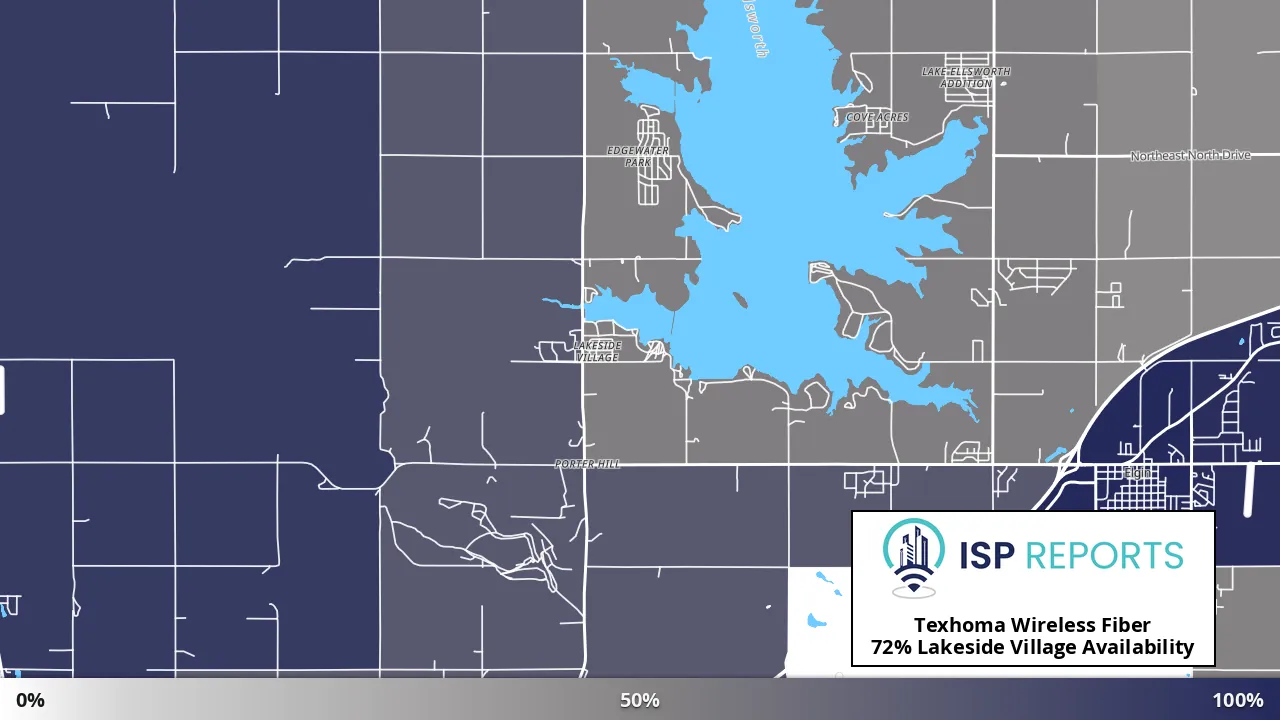 Lakeside Village, OK map of internet availability