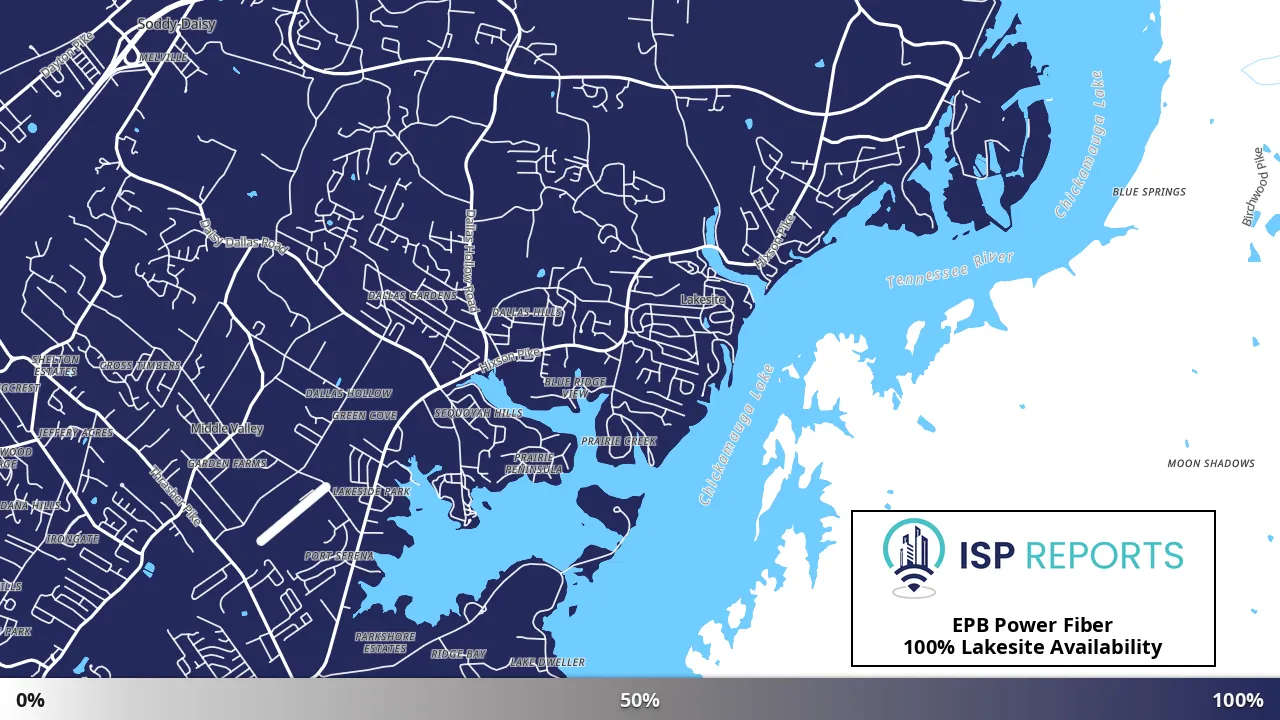 Lakesite, TN map of internet availability