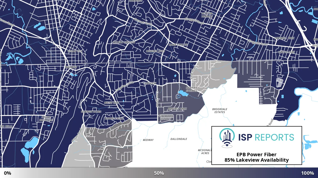 Lakeview, GA map of internet availability