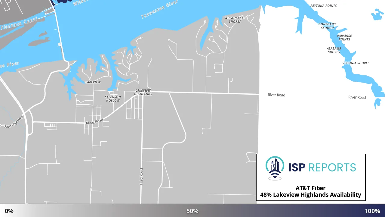 Lakeview Highlands, AL map of internet availability
