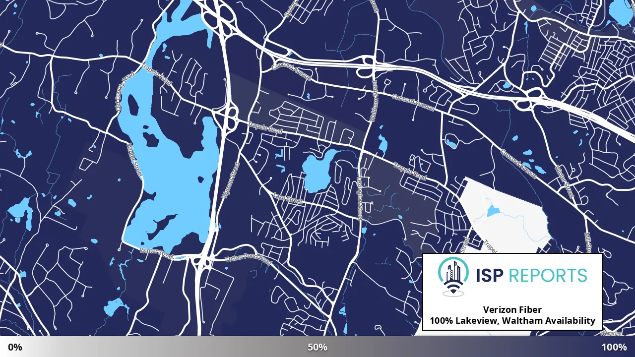 Lakeview, Waltham, MA map of internet availability