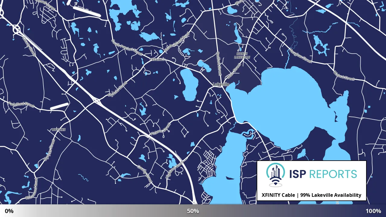 Lakeville, MA map of internet availability