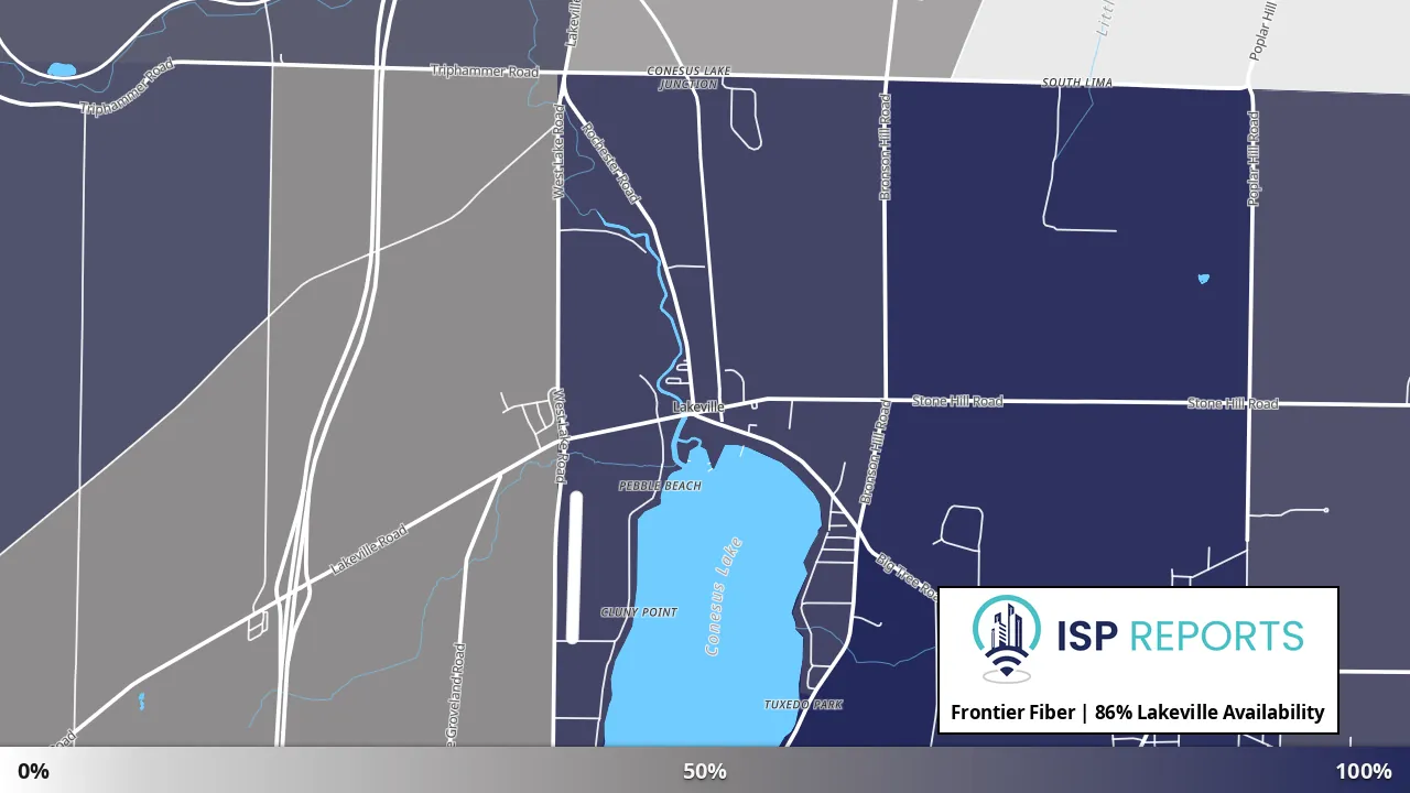 Lakeville, NY map of internet availability