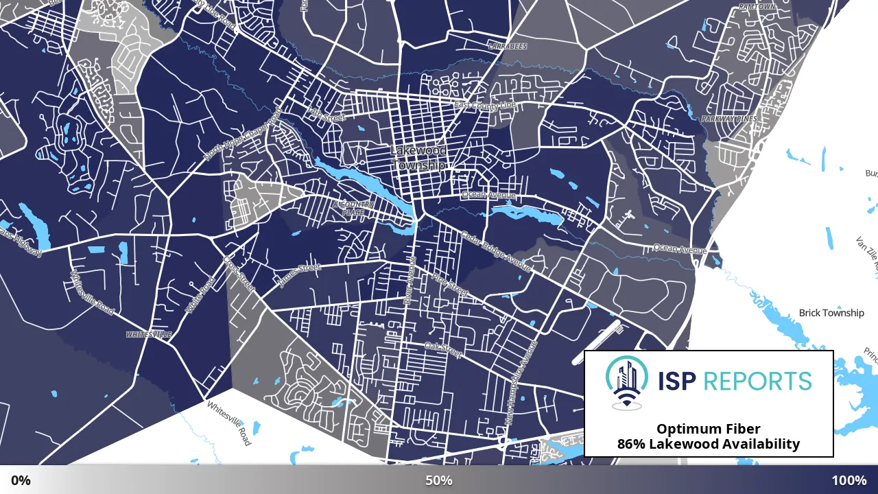 Lakewood, NJ map of internet availability