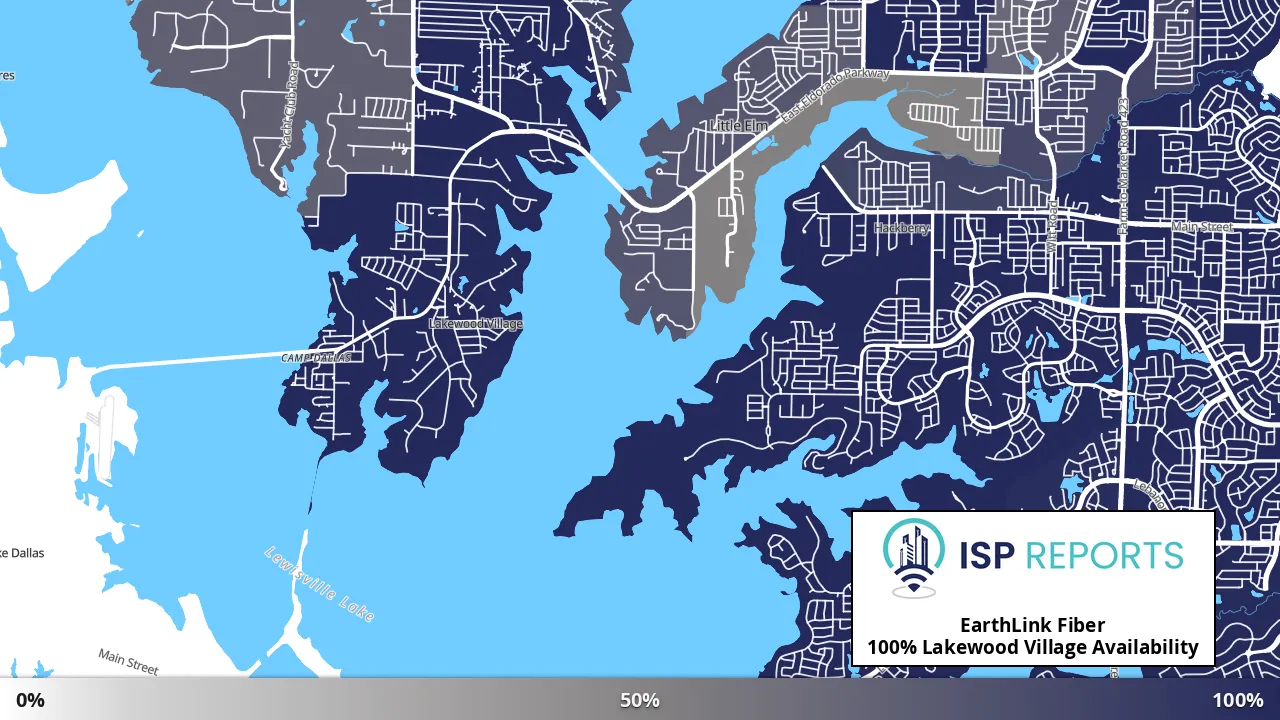 Lakewood Village, TX map of internet availability