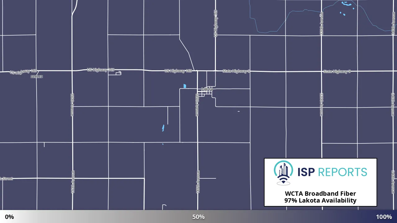 Lakota, IA map of internet availability