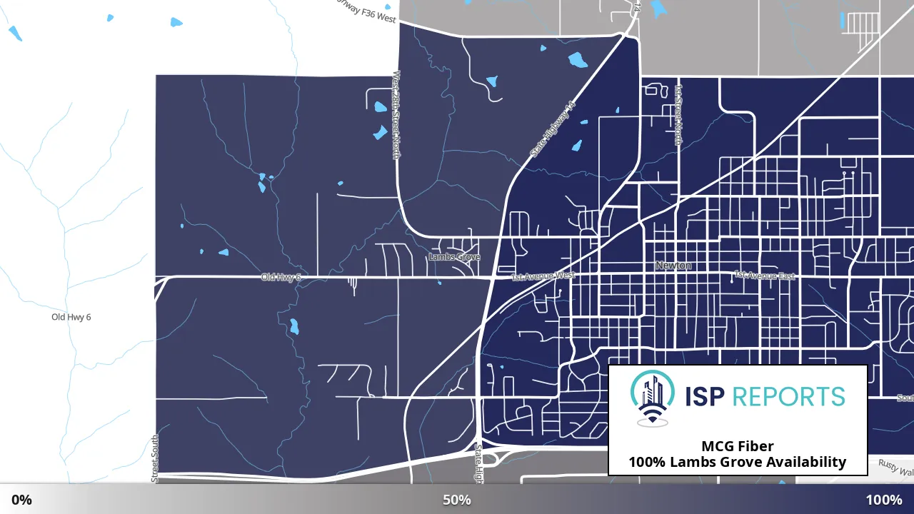 Lambs Grove, IA map of internet availability
