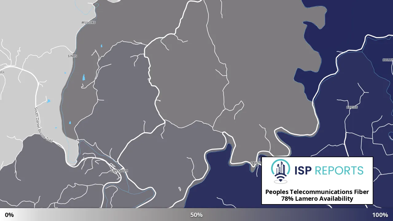 Lamero, KY map of internet availability