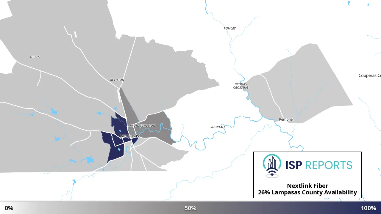 Lampasas County, TX map of internet availability