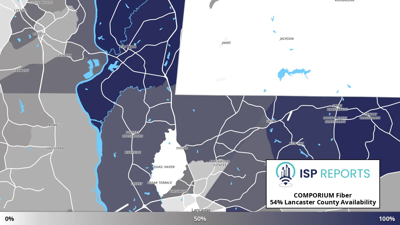 Lancaster County, SC map of internet availability