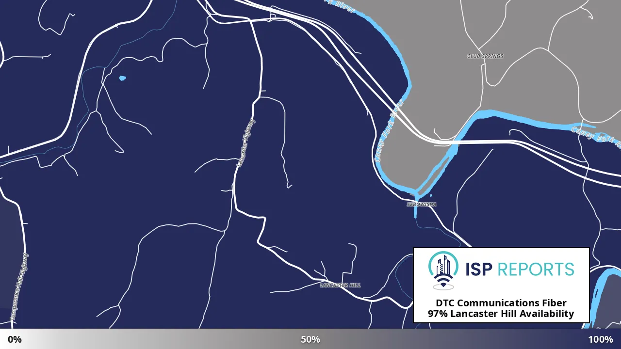Lancaster Hill, TN map of internet availability