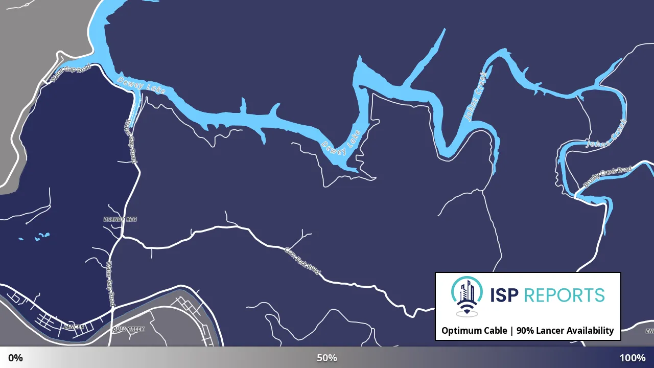 Lancer, KY map of internet availability