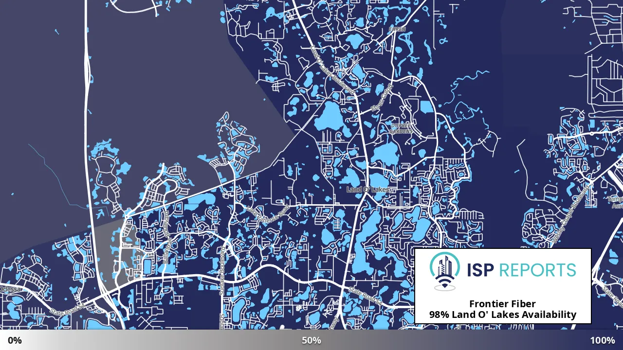 Land O' Lakes, FL map of internet availability