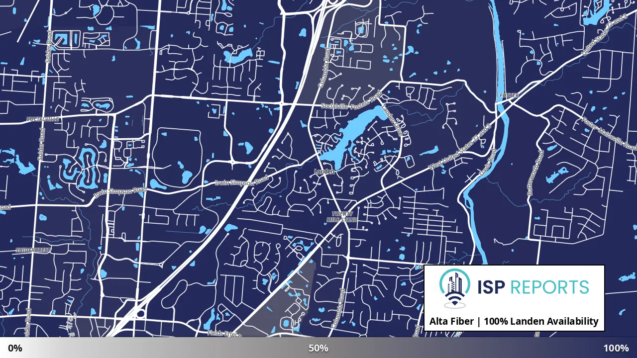 Landen, OH map of internet availability