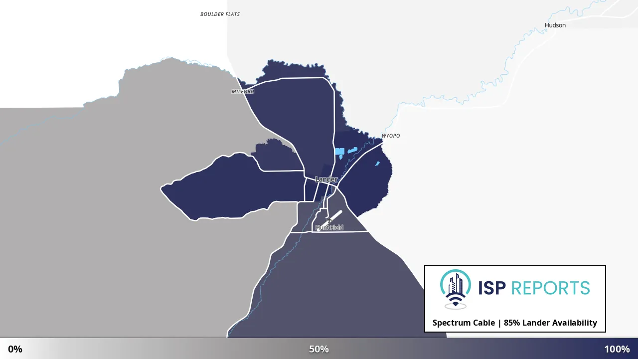 Lander, WY map of internet availability