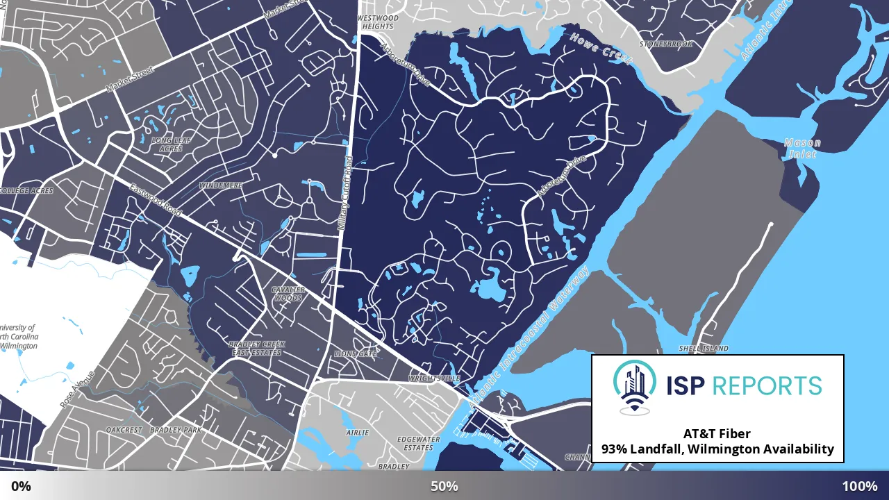 Landfall, Wilmington, NC map of internet availability