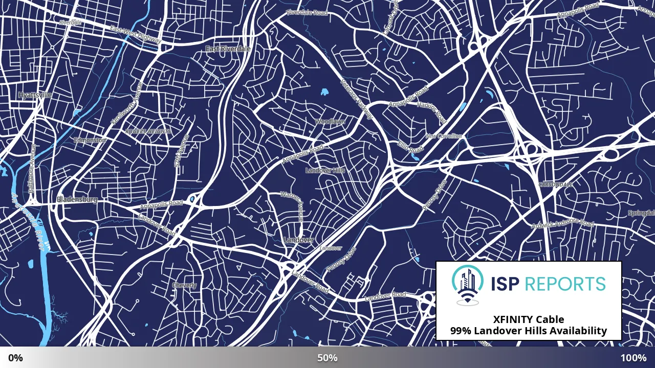 Landover Hills, MD map of internet availability
