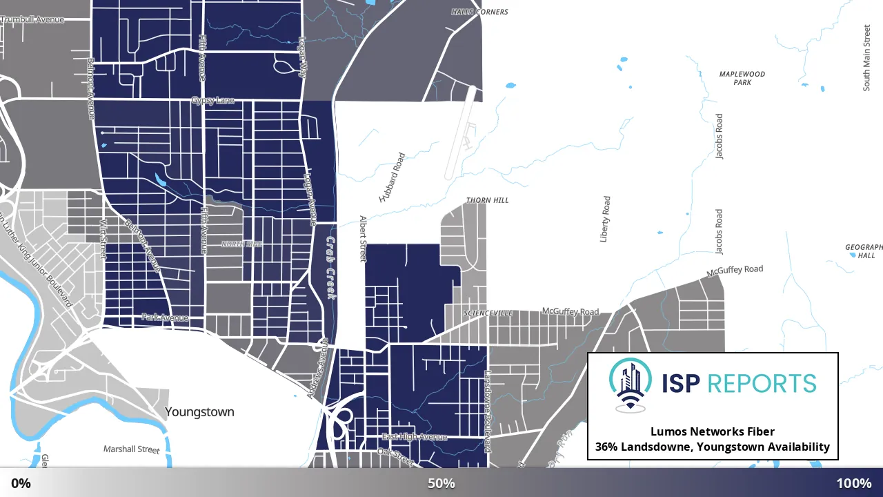 Landsdowne, Youngstown, OH map of internet availability