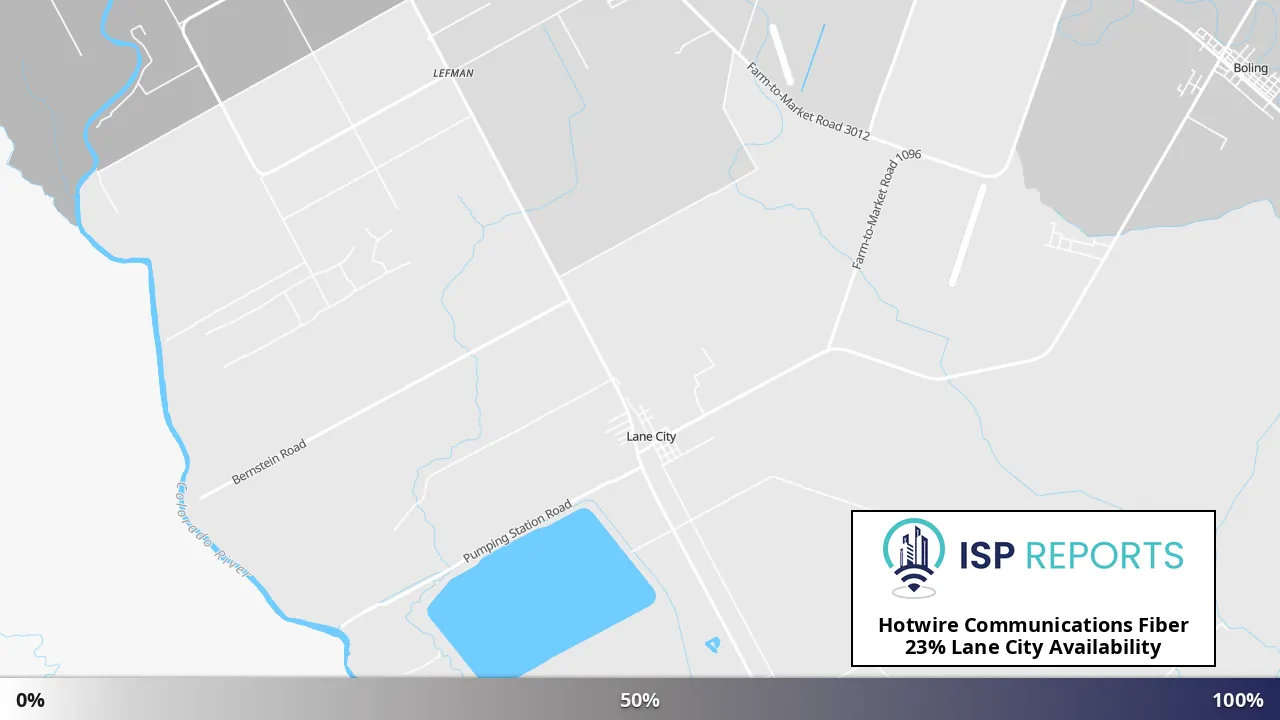 Lane City, TX map of internet availability