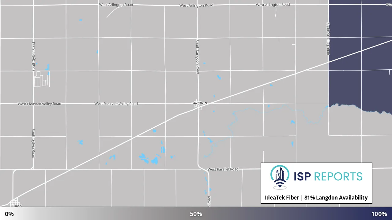 Langdon, KS map of internet availability