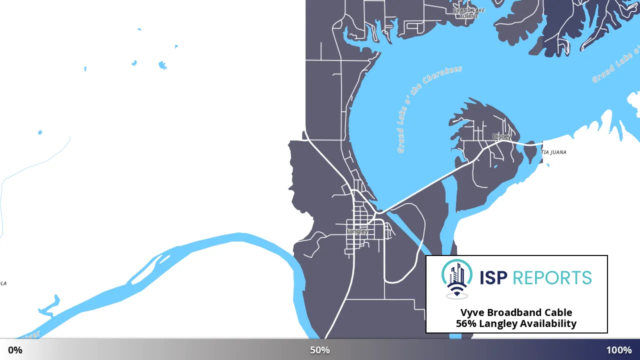 Langley, OK map of internet availability