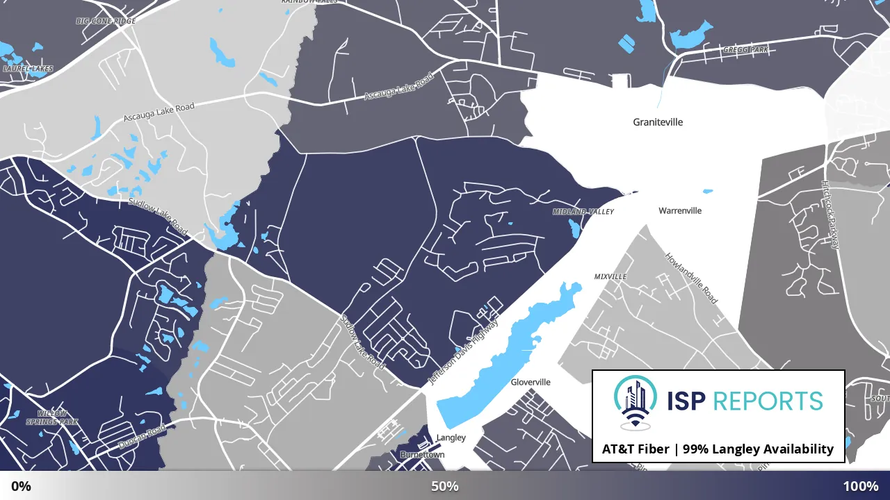 Langley, SC map of internet availability