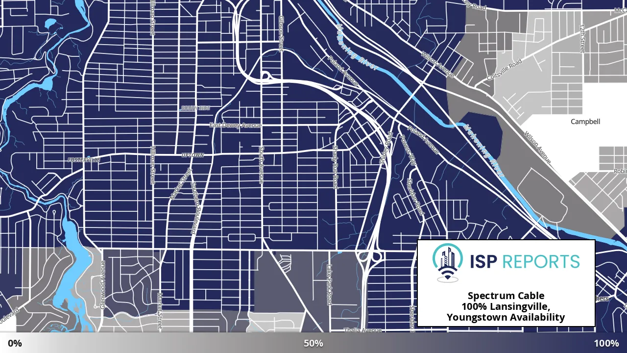 Lansingville, Youngstown, OH map of internet availability
