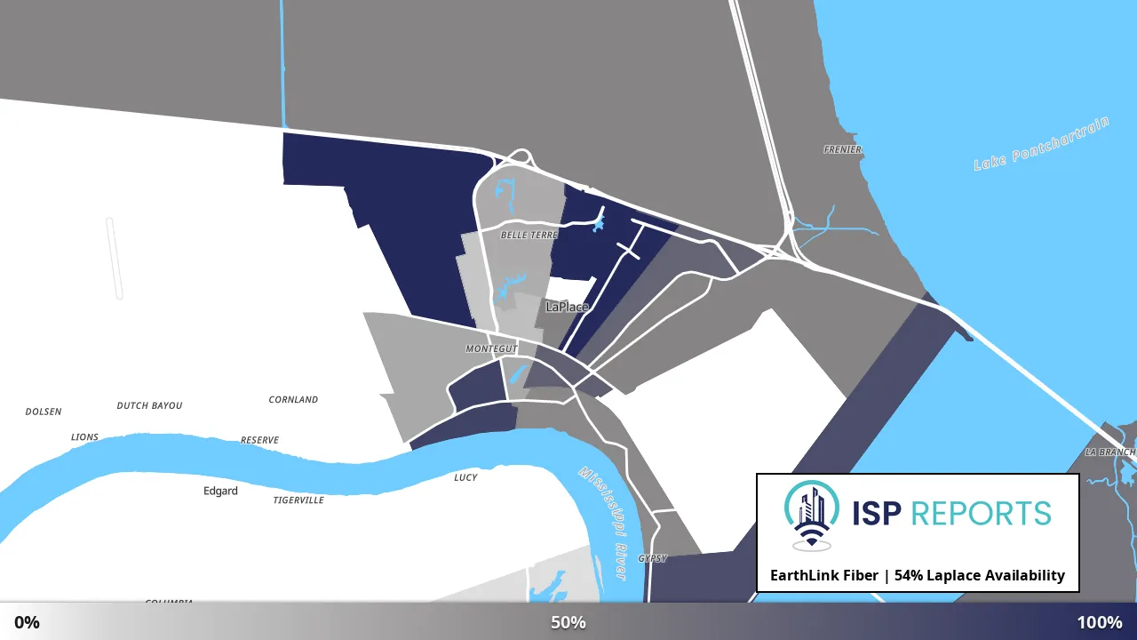 Laplace, LA map of internet availability