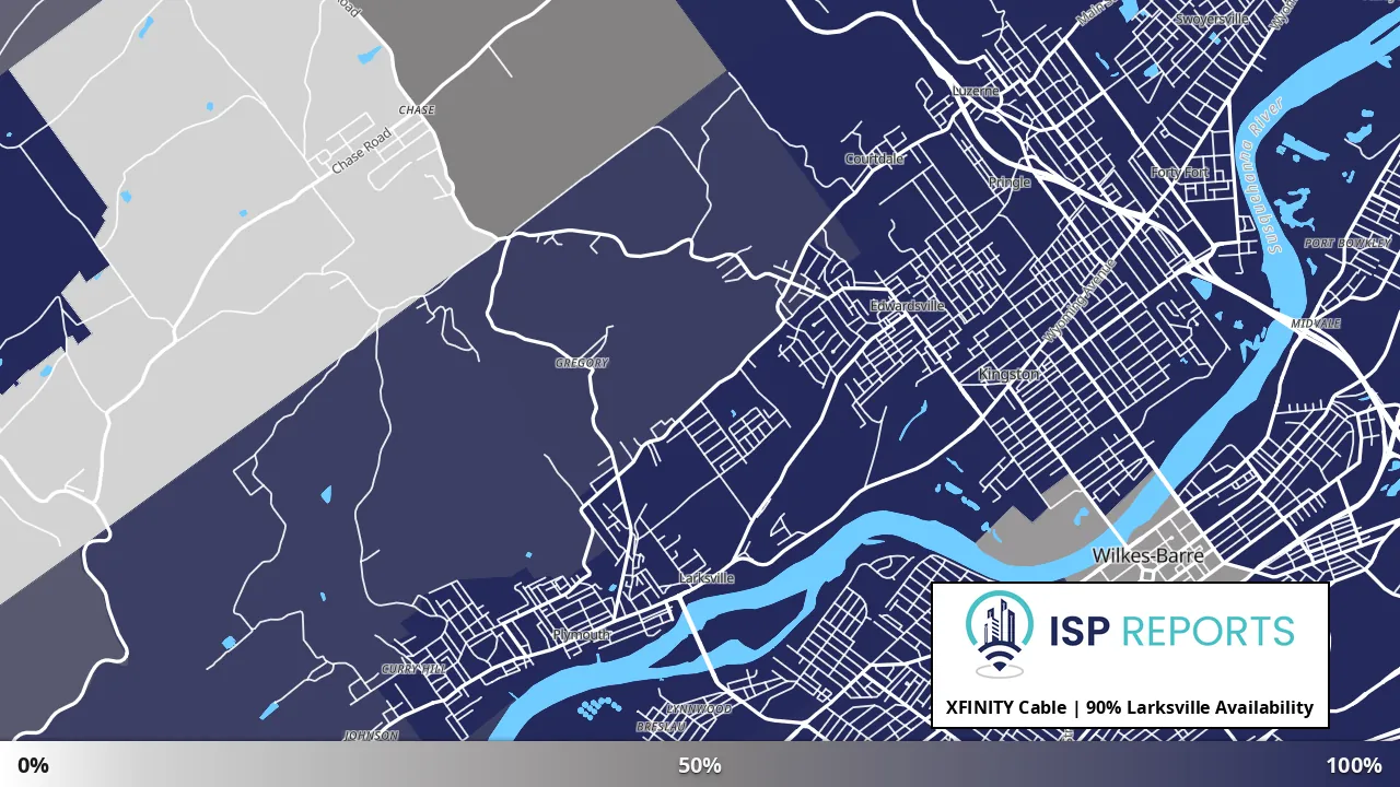 Larksville, PA map of internet availability