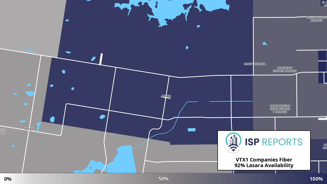 Lasara, TX map of internet availability