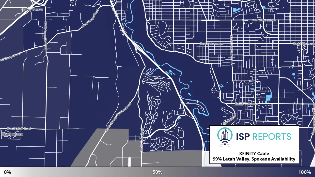 Latah Valley, Spokane, WA map of internet availability