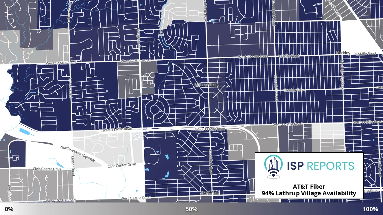 Lathrup Village, MI map of internet availability