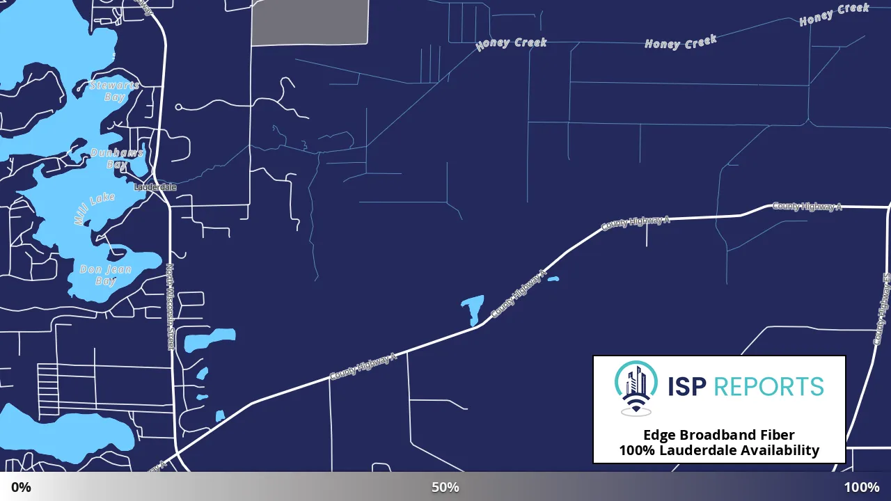 Lauderdale, WI map of internet availability