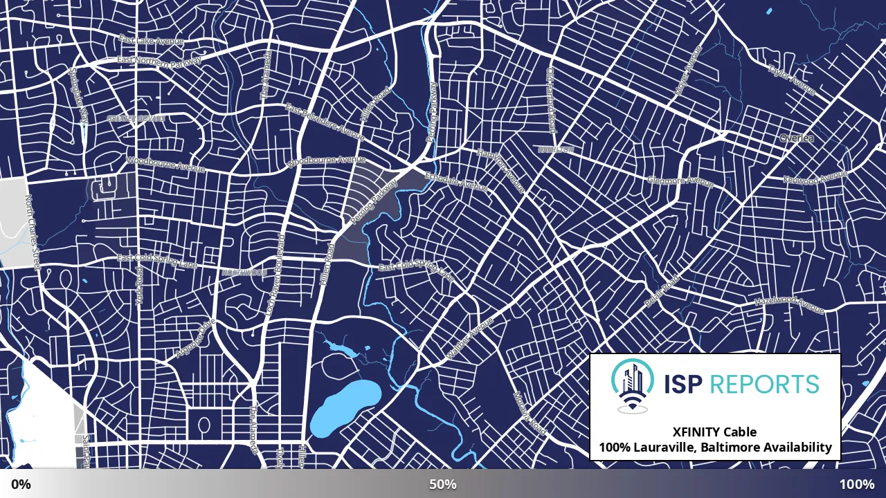 Lauraville, Baltimore, MD map of internet availability