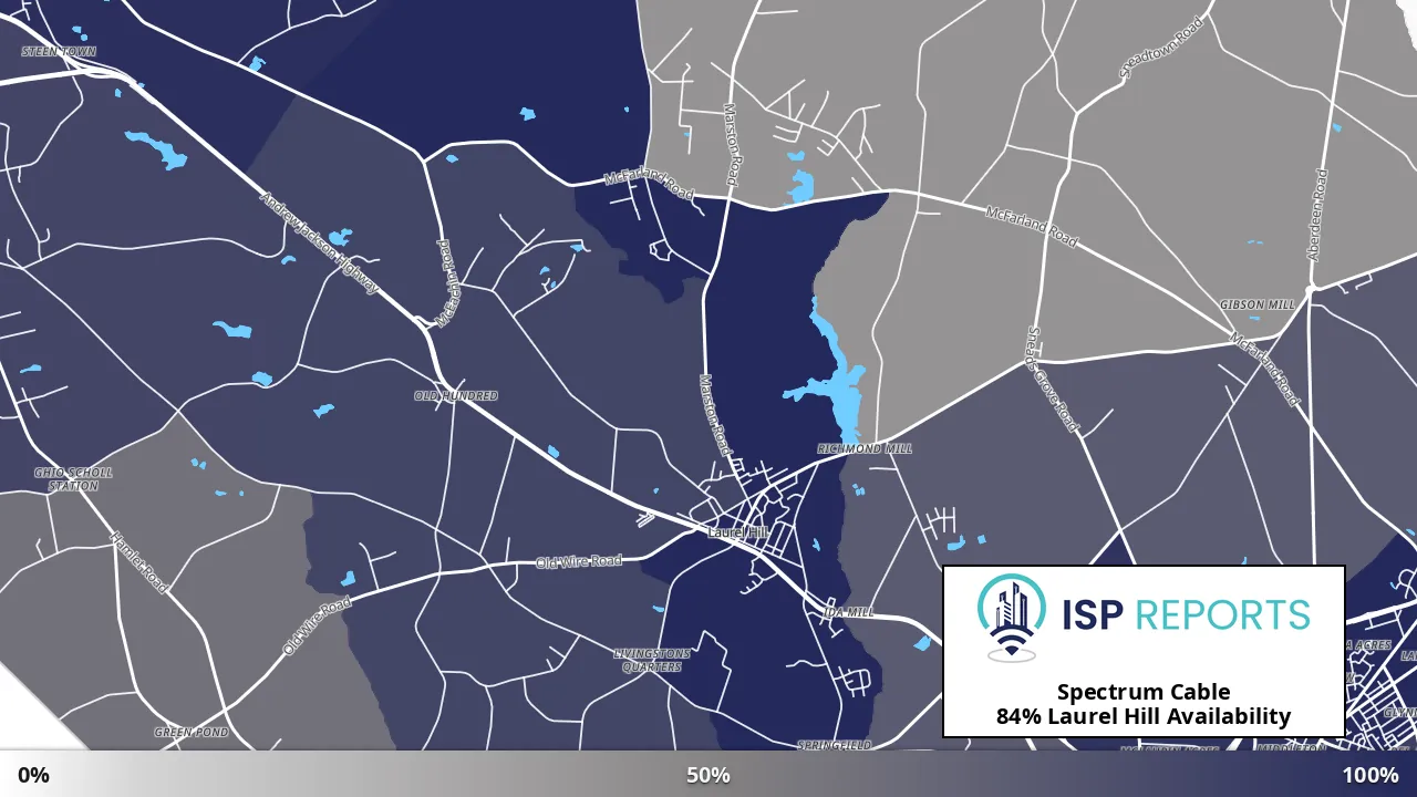 Laurel Hill, NC map of internet availability