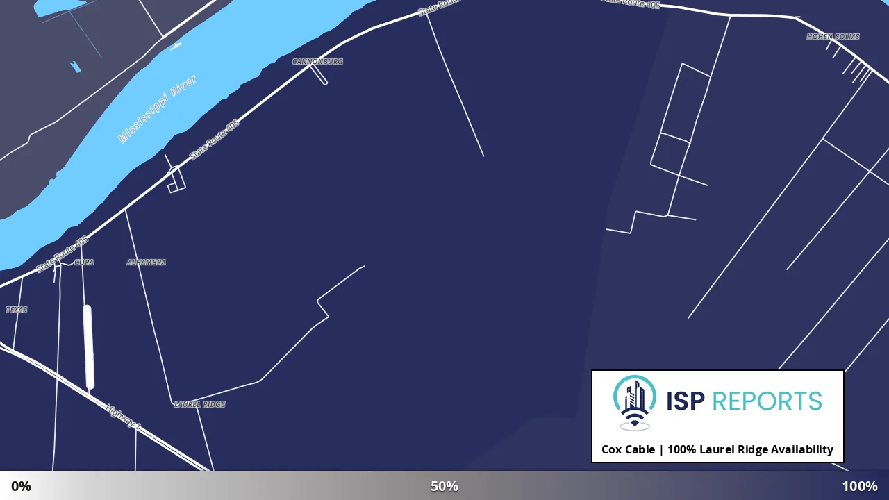 Laurel Ridge, LA map of internet availability